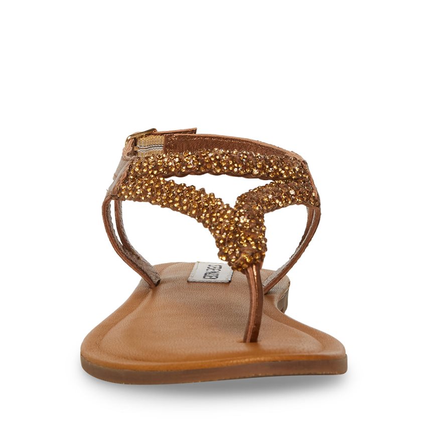 Gold Steve Madden Sydney-r Women's Flat Sandals | PH 7053PWO